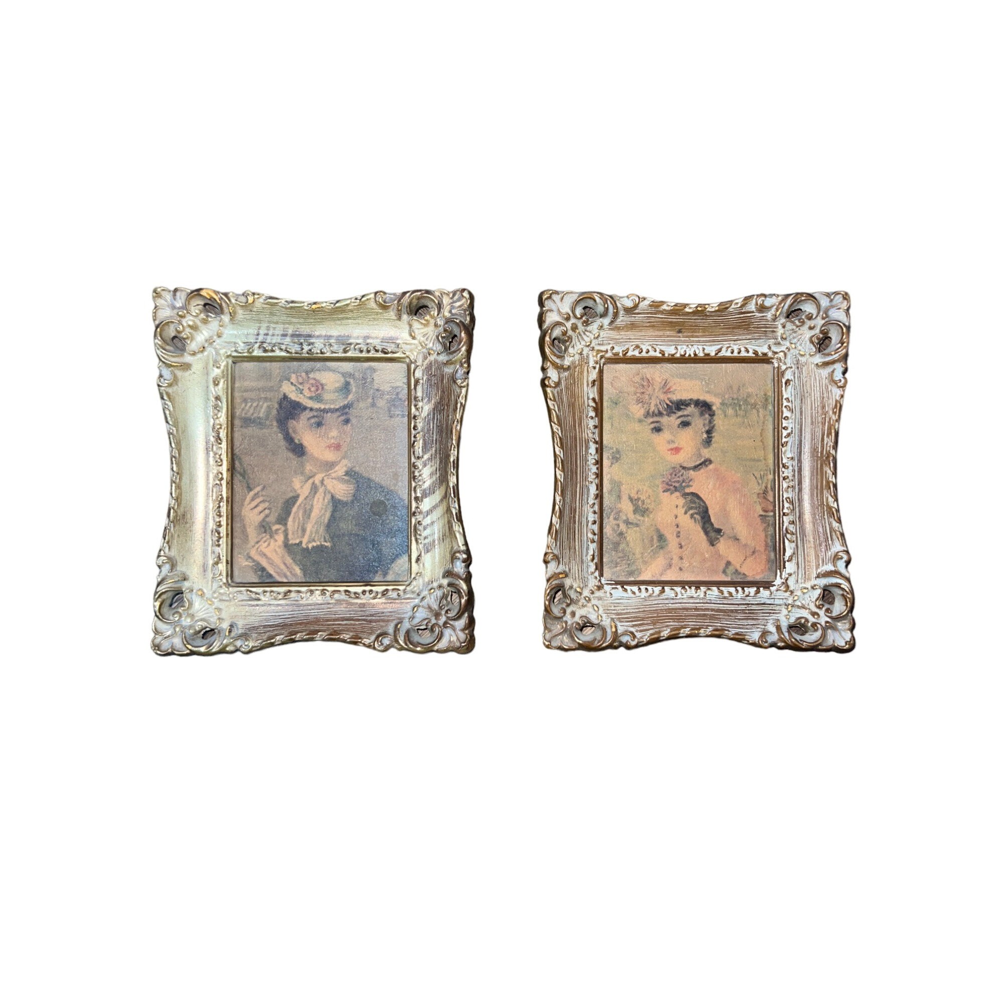Pair of Vintage JOHN STREVENS original resin frame French Ladies in hats
