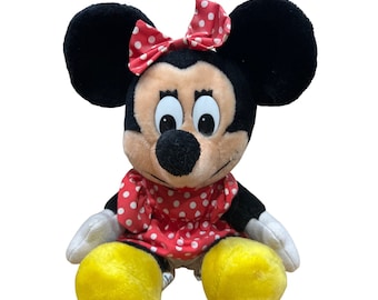 Vintage 1980s Minnie Mouse Stuffed Animal Red polkadot dress