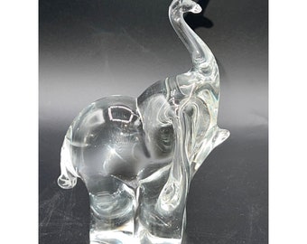 Eneryda Sweden 84’ Clear Crystal Glass Elephant Paperweight