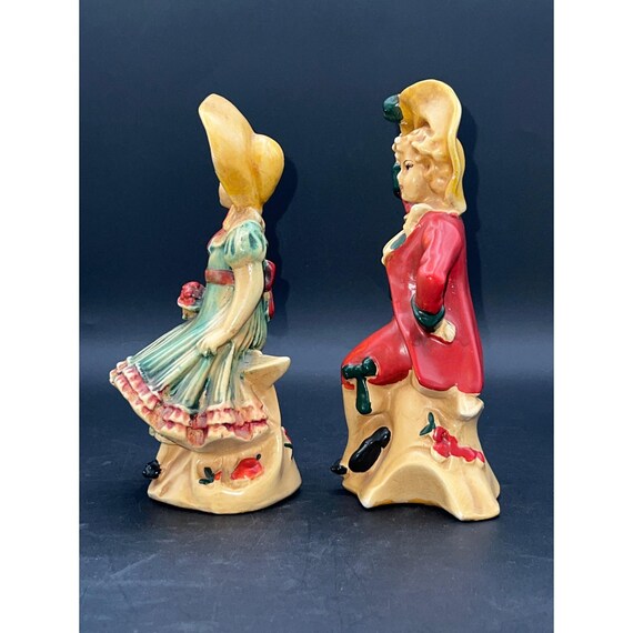 Vintage Universal Art Co. Boy Girl Chalkware Figurines #710 & #711