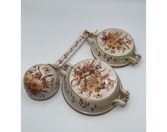 Vintage Bassano Ceramiche Ceramic Italian Pottery TELLATIN Two Pie Plates Ladle
