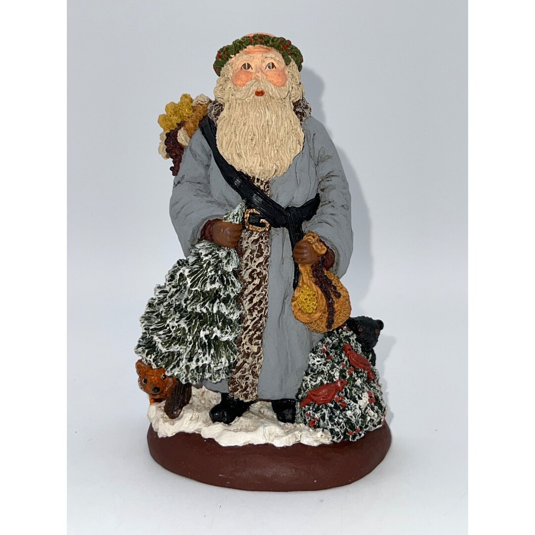 June Mckenna Vintage 1991 Woodland Santa Flatback Signed in 92