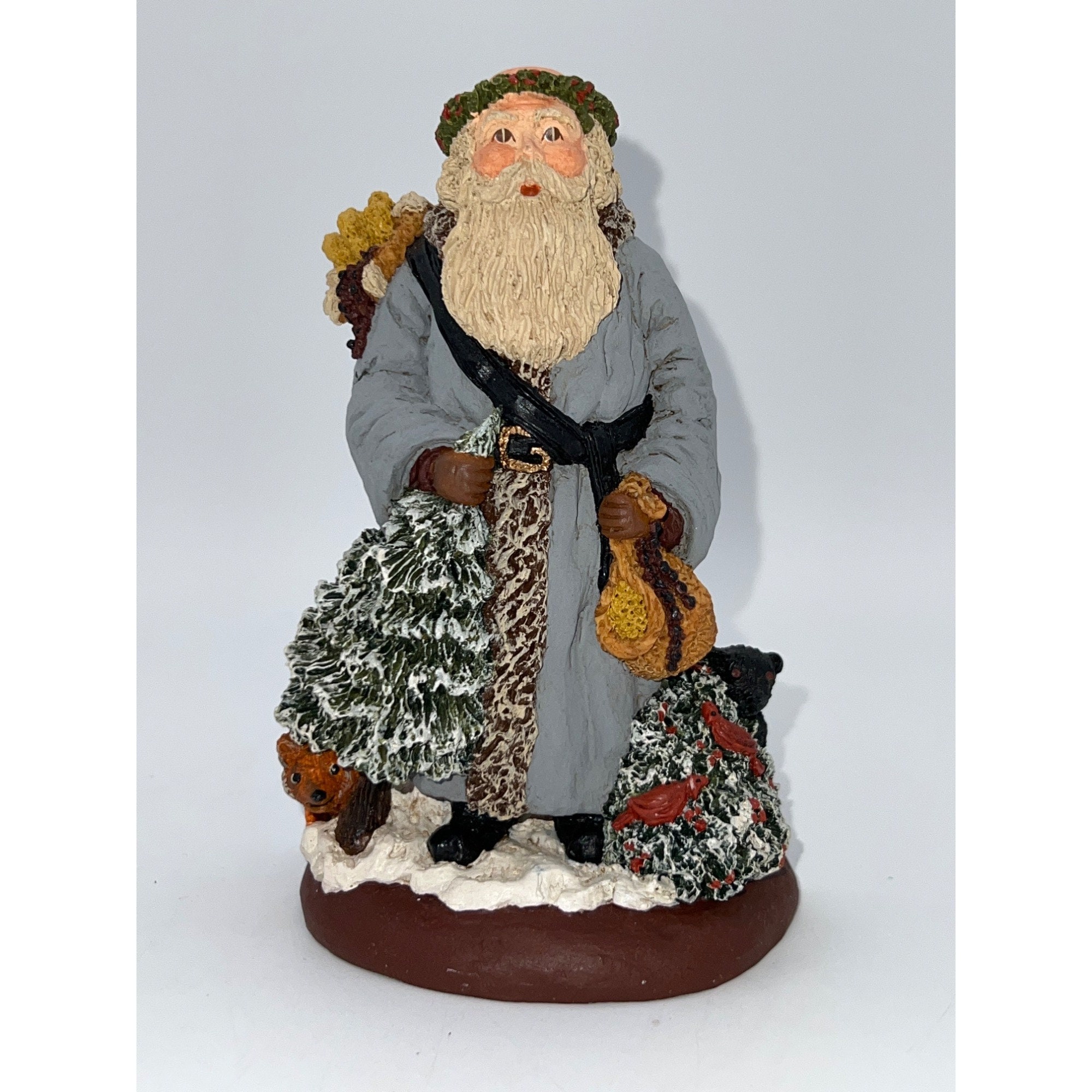June Mckenna Vintage 1991 Woodland Santa Flatback Signed in 92