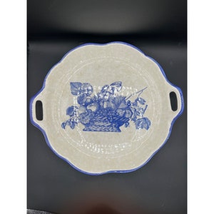 Large Vintage GARANTITO PER ALIMENTI Made in Italy Pasta/Fruit Bowl blue round serving tray serving tray 18” x 16” x 3”
