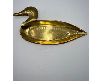 Vintage Avon Brass Metal duck trinket tray