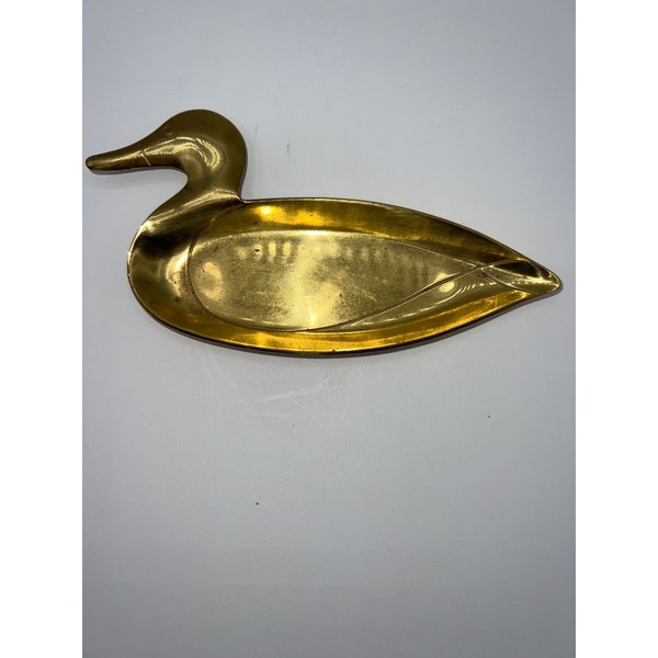 Vintage Avon Brass Metal duck trinket tray