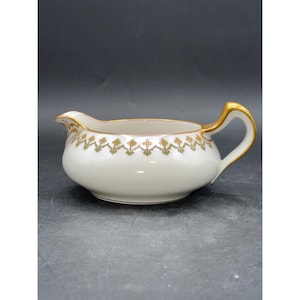 Haviland Limoges France Schleiger 570 Vintage Creamer With Gold Floral Accents Porcelain