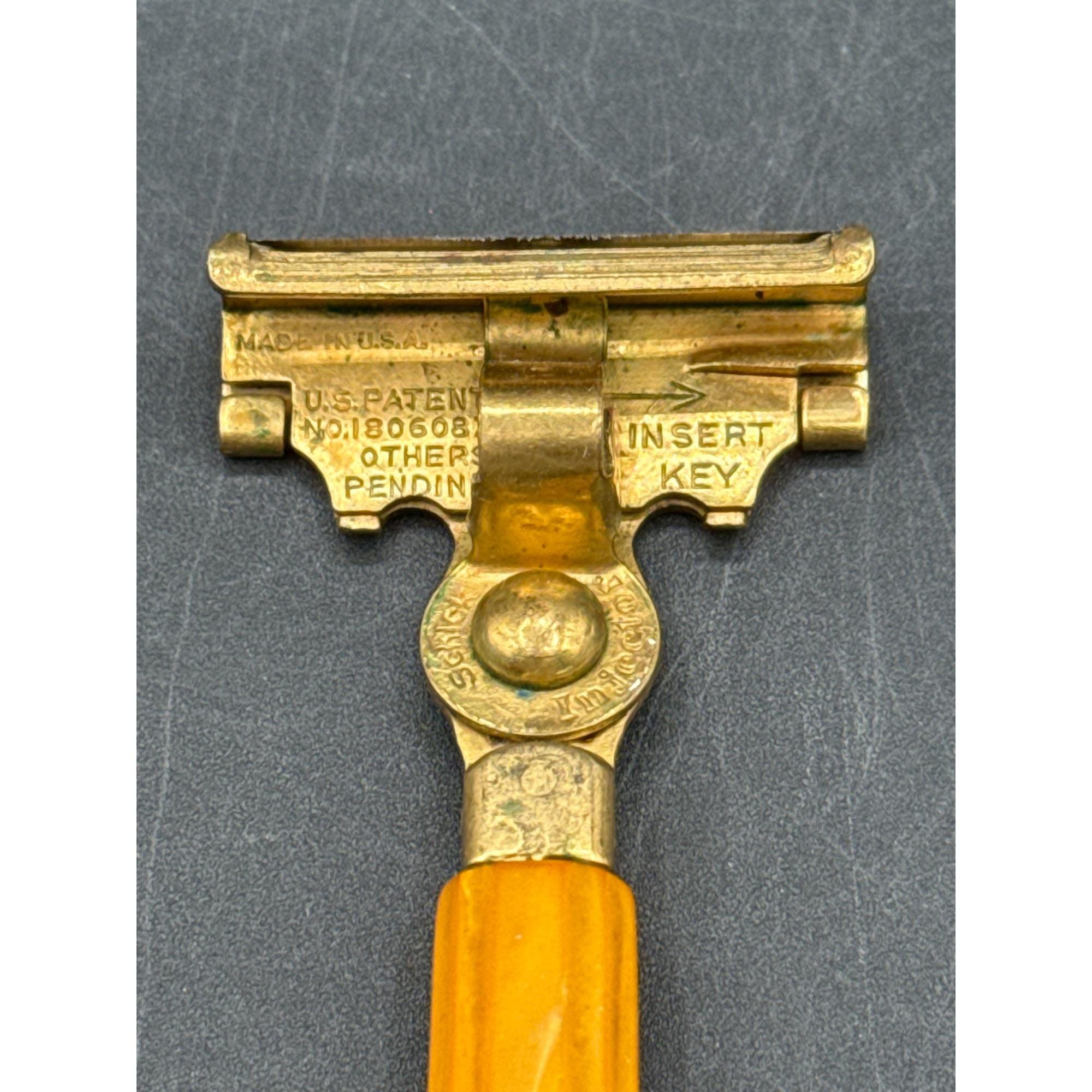 Vintage Schick Eversharp Injector Safety Razor Amber Bakelite