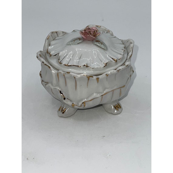 Vintage 1950s Royal Sealy Cabbage Covered Trinket… - image 2