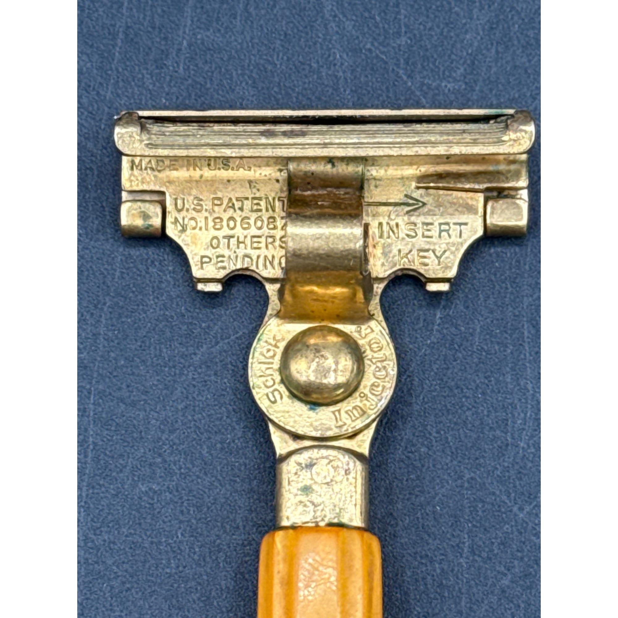 Vintage Schick Eversharp Injector Safety Razor Amber Bakelite