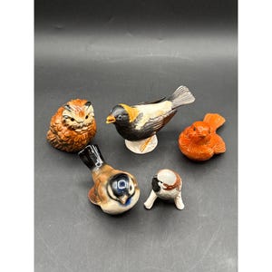 Set Of 5 Goebel West Germany Porcelain Bird Figurines Various Species Hand-Painted Collectible