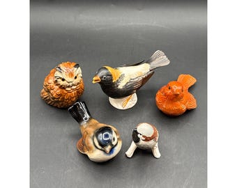 ゲーベル西ドイツ磁器鳥の置物5体セット 様々な種 手描き コレクターズ