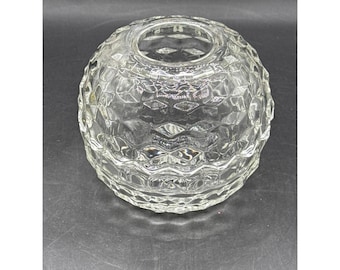 Fostoria American Cubist Pattern Clear Glass Fairy Lamp 5" X 5" X 5" Decorative Home Accent