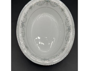 Noritake Colburn 6107 Discontinued 10”oval vegetable bowl Blue Roses Platinum