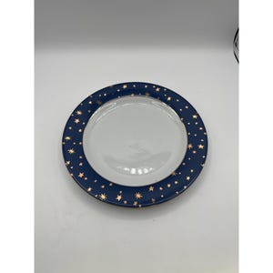 Galaxy Blue Gold Star Fine Porcelain Chop Plates by Sakura 10.5 in Chop Platters