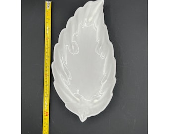 Vintage Frankoma Pottery White Large Leaf Dish