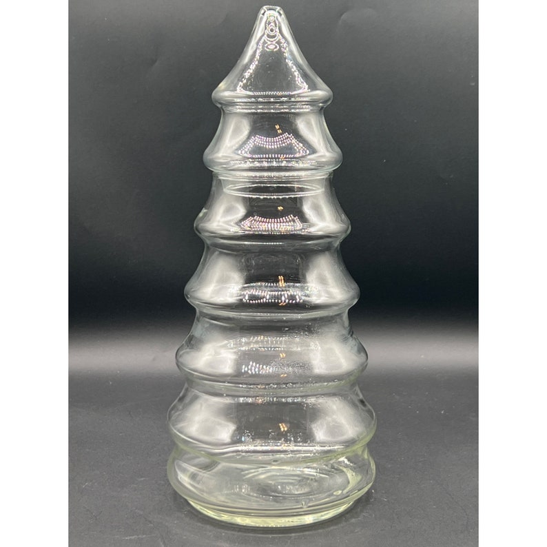 Large Vintage Clear Glass Christmas Tree Jar Etsy