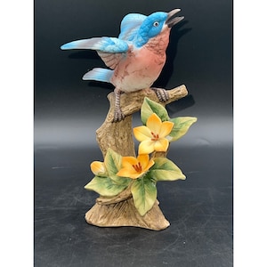 Vtg Lefton China Blue Bird Porcelain Figurine KW7020 Matte Finish Hand Painted