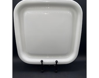 Corning Ware MW-2 Asador para microondas, color blanco, cerámica, fuente cuadrada para hornear de 29,8 x 30,5 cm.