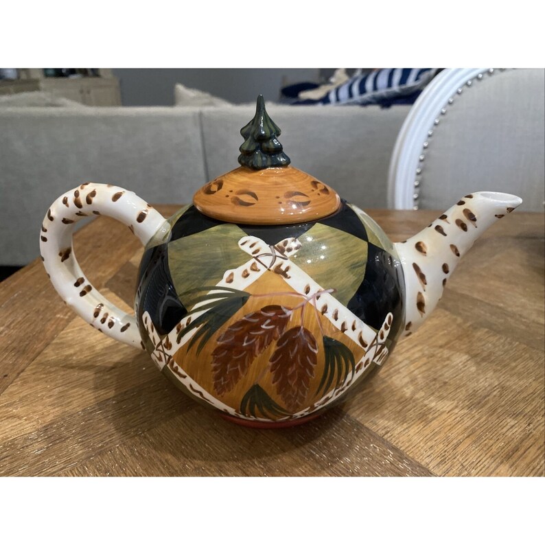 Zrike Outpost Teapot/lid Deer Acorn Birch Retired Hand Painted S ...
