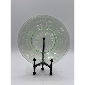 VTG Uranium Lunch Plate Cameo Ballerina ANCHOR HOCKING depression green glass