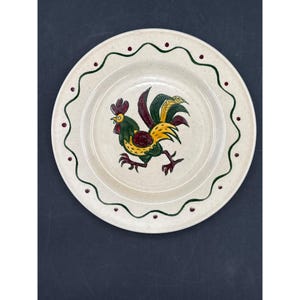 Vintage Metlox Poppytrail Vernon Rooster Salad Plate 7.75&quot; Hand Painted California USA