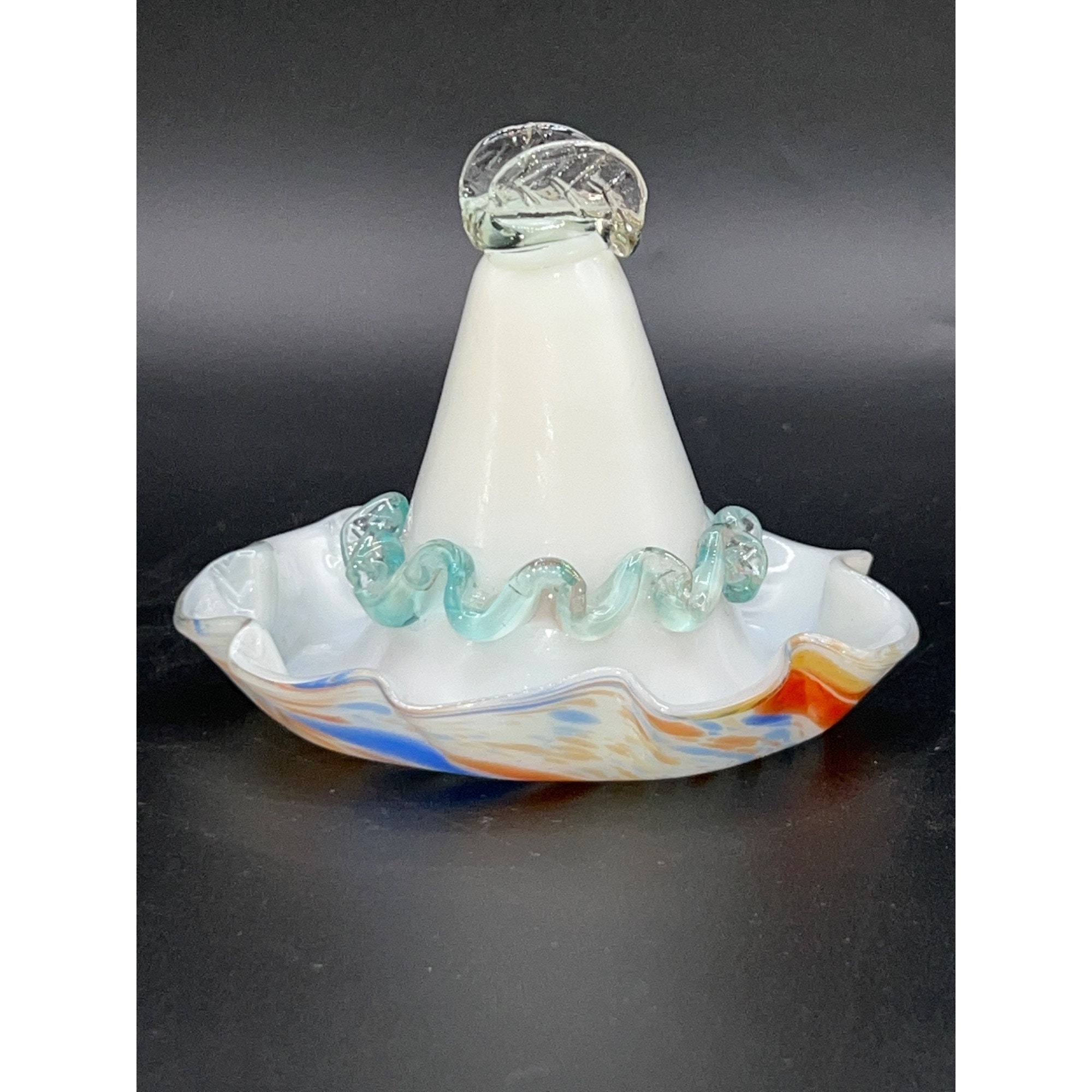 murano　ブルー＆クリア　アートガラス　 アッシュトレイ　灰皿　イタリア製 murano ブルー＆クリア アートガラス アッシュトレイ 灰皿 イタリア製