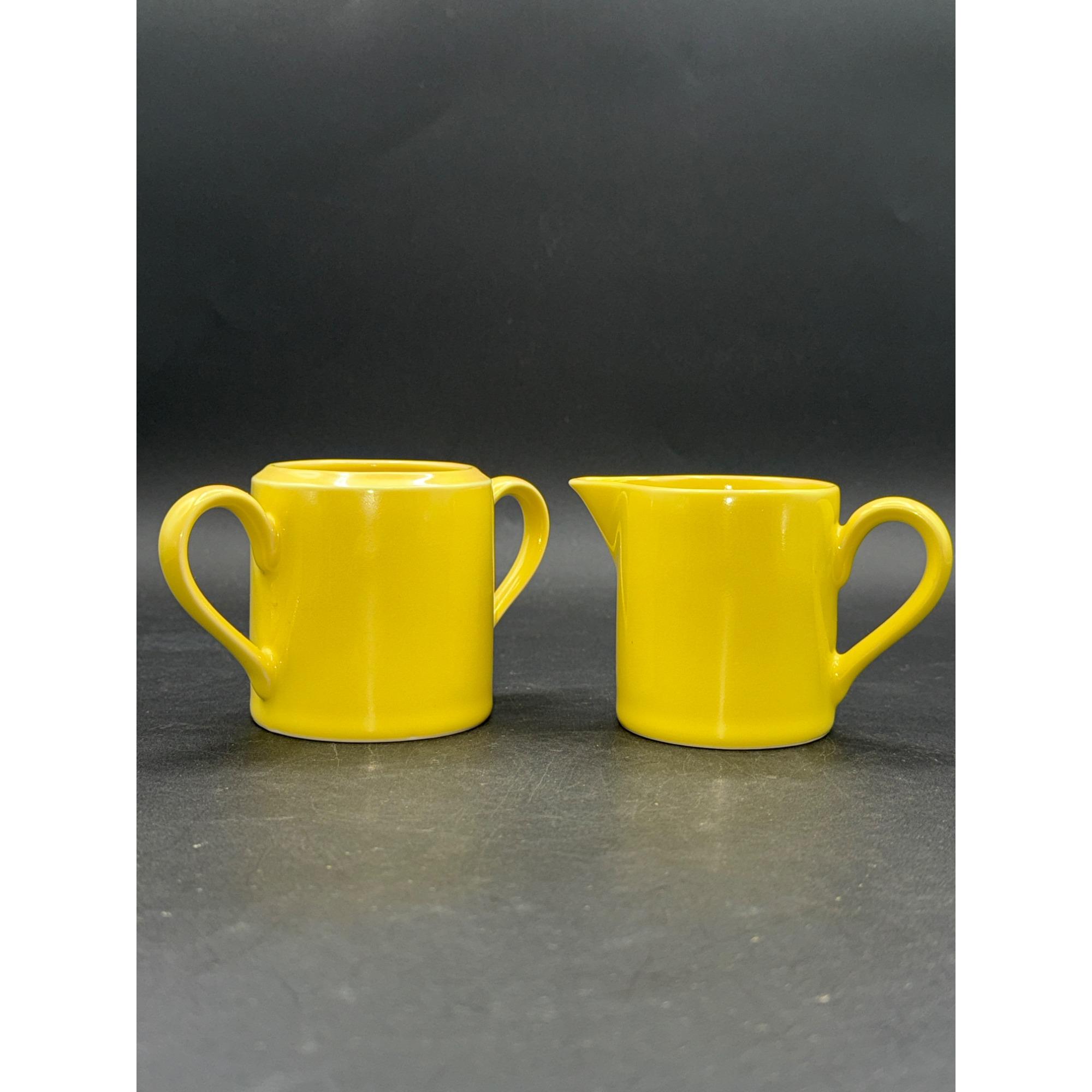 Fitz And Floyd Total Color Spectrum Yellow Cream & Sugar Set Vintage Discontinued Japan Perma-Glaze