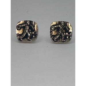 Vintage RARE 50s Gold tone Metal Bowling Cuff Links