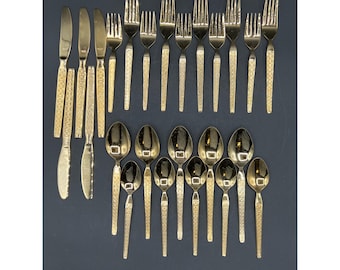 Yamazaki Adena Gold Accent 18/8 Stainless Flatware 20 Piece Set - Etsy
