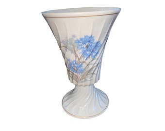 Haviland Limoges Blue Thistle France Blue flowers small vase gold rim