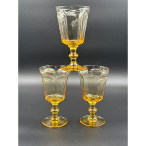 Lenox USA gele amberkleurige glazen bekers set van 3 elegante vintage 6,75&quot; hoge diameter: 3,75&quot;