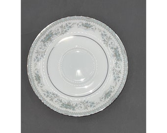 Noritake Colburn 6107 Discontinued Saucer 5 5/8” Blue Border Roses Platinum Trim