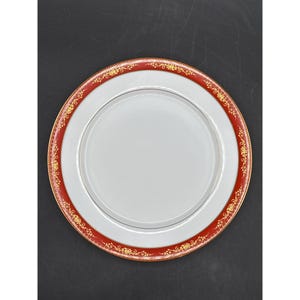 Noritake Goldhill 6613 Vintage 10 1/2 &quot;Speiseteller Made In Japan Rot & Gold Floral Trim