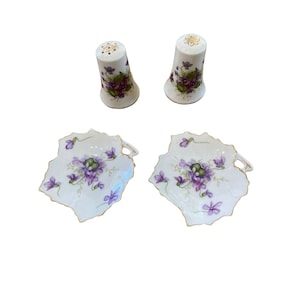 Linke Spring Violets Butter Pats und Salz Pfefferstreuer Set