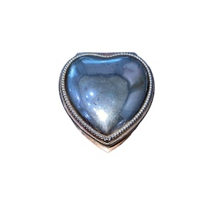 Vintage Silver Plated Felt lined Heart Shaped Trinket Jewelry Box with hinged lid
