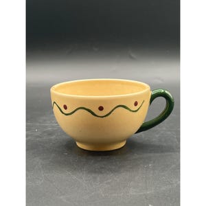 Metlox Poppytrail Vernon Rooster Beige Green California pottery coffee cups