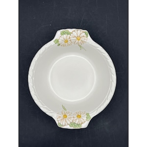 Prato de cerâmica vintage Poppytrail esculpido Daisy 7,25&quot; feito na Califórnia