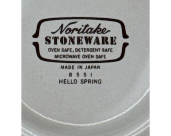 Noritake Hello Spring Vintage Stoneware Flat Cup & Saucer Set Made