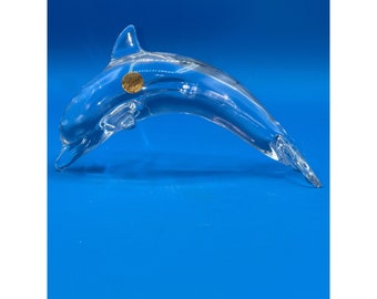Cristal D'Arques 24% Leaded Crystal Dolphin Clear Paperweight Art Glass