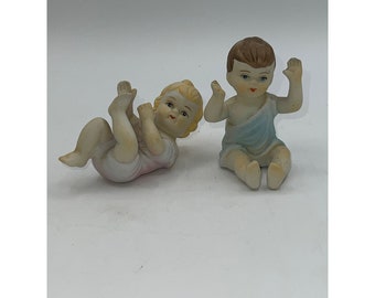 Set of Two Vintage Porcelain Cherub Babies Figurines