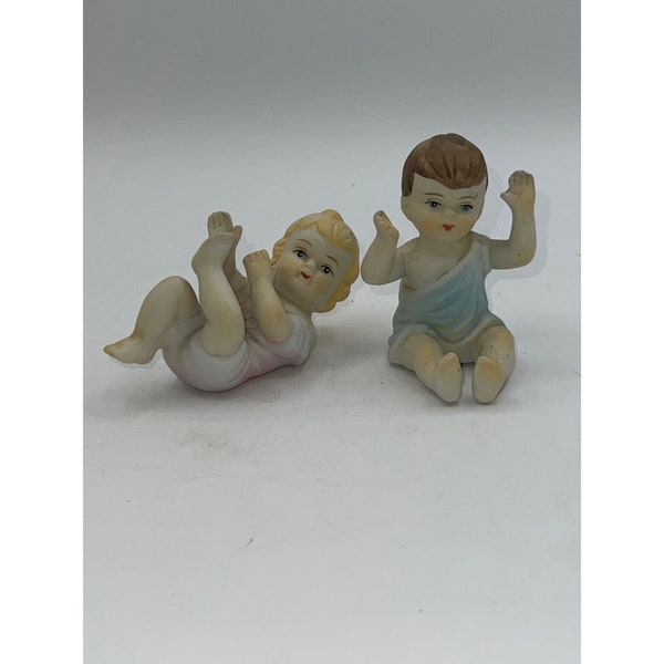 Set of Two Vintage Porcelain Cherub Babies Figurines