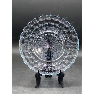 Anchor Hocking blauw bellenglas broodbord 6 5/8" diameter vintage retrostijl