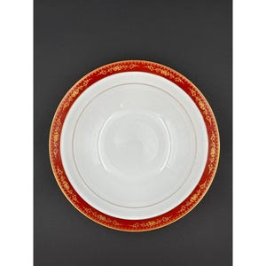 Noritake Gold Hill 6613 Vintage Round Vegetable Bowl 9 7/8&quot; Made In Japan Discontinued Red & Gold Trim
