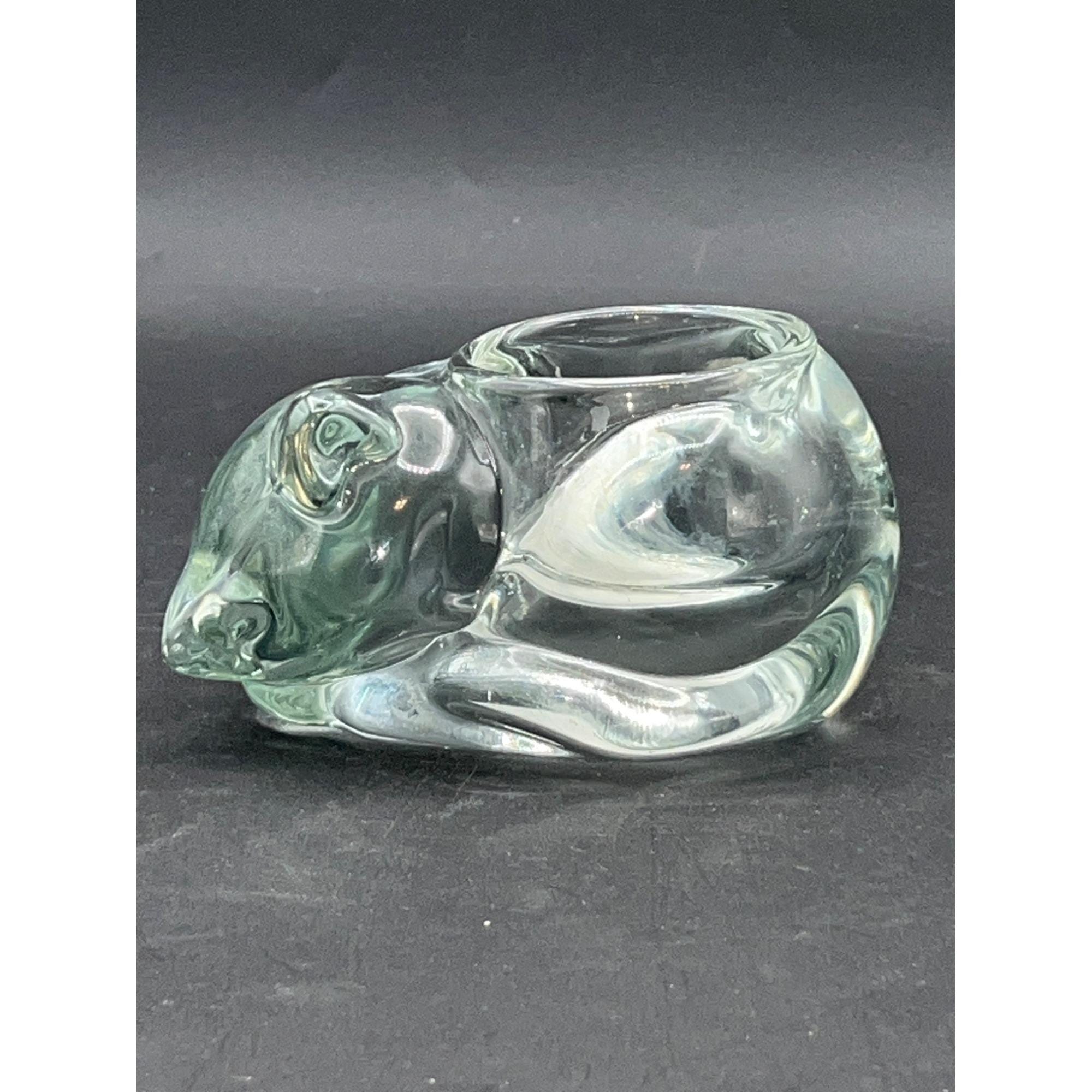 インディアナグラス社製 猫型クリスタルガラスキャンドルホルダー