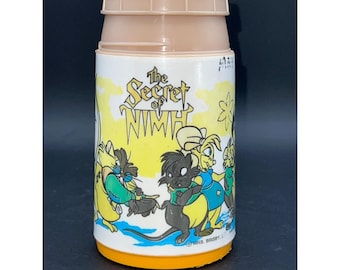 Vintage Aladdin The Secret Of NIMH Thermos Plastic Cartoon Design 1982