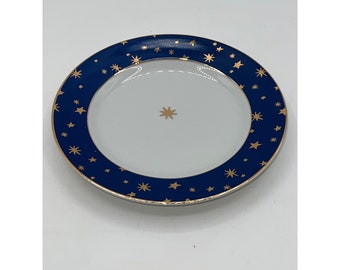 Galaxy Blue with Gold Stars 8 inch bread/sandwich plate by Sakura