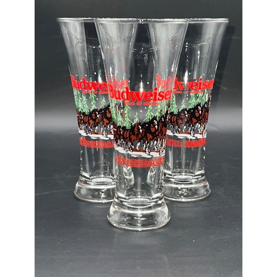 3 Vintage 1996 Budweiser Clydesdale Horse Christmas Time Beer