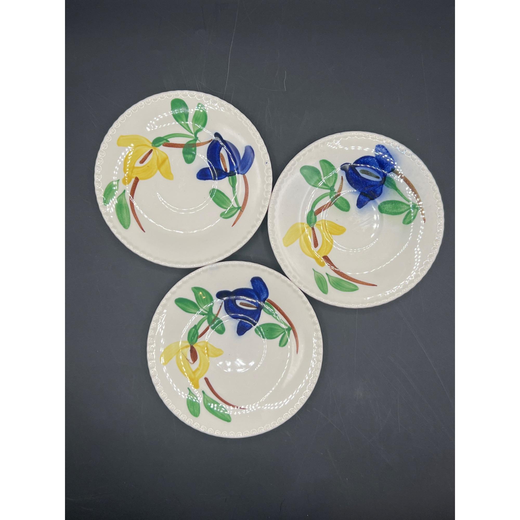 VTG Blue Ridge Southern Pottery “carnival” Hand Painted Bread Plates 6 ...