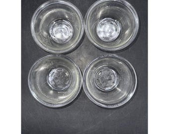 Juego de 4 cuencos de vidrio transparente vintage para hornear con diseño en relieve 286